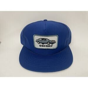 Vintage Patch Snapback Ford Car Escort Trucker Hat Black Made In Usa